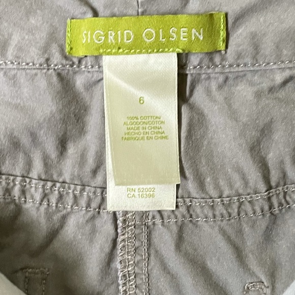 Sigrid Olsen Pale Khaki Green Roll-Up Cotton Capris - Picture 9 of 12